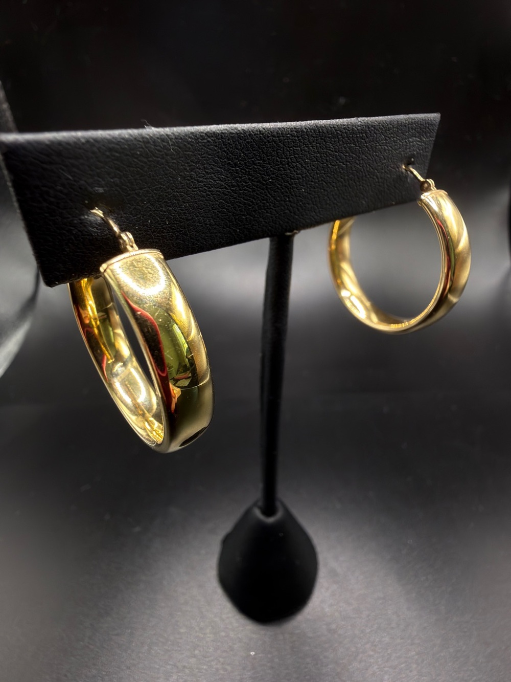 14K YELLOW GOLD 1” HOOP EARRINGS 6mm SHINY CLASSIC TIMELESS CHIC JEWELRY - Picture 5 of 11